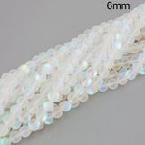 White, MYSTIC AURA QUARTZ BEADS, MATTE HOLOGRAPHIC BEADS, SOLD PER LINE ABOUT 60 BEADS