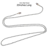 5 PCS BALL CHAIN 20 INCHES LONG SILVER PLATED , NO CLASPS AND JUMP RING 3mm ball