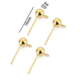 10 PCS PKG. BALL POST, ROUND BALL EARRINGS STUD POST WITH LOOP FIT WOMEN DIY EARRING JEWELRY MAKING CRAFT