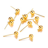 10 PCS PKG. BALL POST, ROUND BALL EARRINGS STUD POST WITH LOOP FIT WOMEN DIY EARRING JEWELRY MAKING CRAFT
