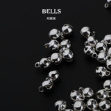 200/pcs Pkg. tiny,6mm Jingle bells Nickle Silver Small Jingle bells Tiny Mini Bells Beads For Christmas decoration Bell End Charms