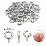 5mm Round Spring Ring Clasps Rhodium Plated Jewelry Findings – 10pcs Pack Silver Clasps for Necklace & Bracelet Making