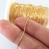 Very Thin Gold Plated Box Chain 90-95 Cm' Long Chain' 0.75mm – Dainty Chain for Jewelry Making, Shop elegant 0.75mm gold plated box chain.