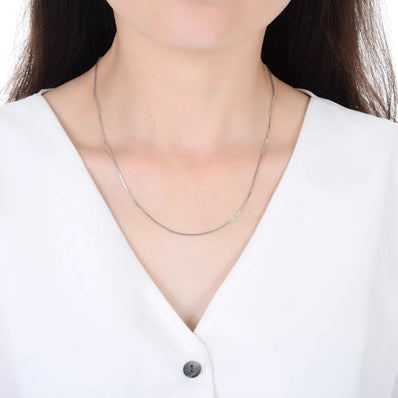 Very Thin Silver Plated Box Chain 90-95 Cm' Long Chain' 0.75mm – Dainty Chain for Jewelry Making, Shop elegant 0.75mm silver plated box chain.