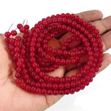 2 Strands 4MM Red Round Imitation Jade Glass Beads Strands | Jelly Style Glass Spacer Beads for Jewelry Making | 31.4 Inches | Approx. 400+ Beads