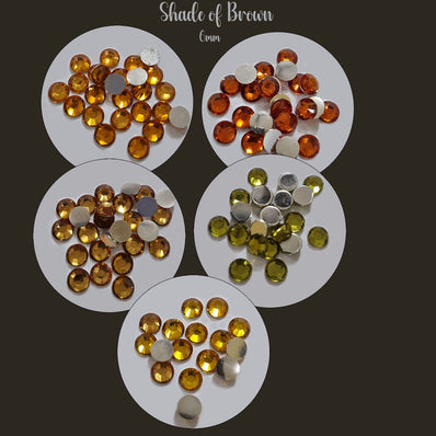 2500 Pcs shade of Brown 6mm flat back ACRYLIC STONE FOR ADORNMENT