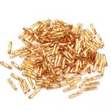 50 Grams Pkg.Approx 555 Pcs, Tube Glass Bugle Seed Beads 12mm Metallic Gold Twisted Spacer Beads for Craft Beading Necklace Bracelet Earring Jewelry Making Hole: 0.5mm