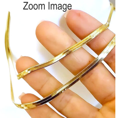 3mm Gold Mirror Finish Flat Snake Chain Necklace – 17 Inches | Brass | Tarnish Resistant | Premium Quality | Per Piece