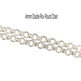 1 Meter Pkg. 4mm Double wire loop chain fancy design jewelry making chain Silver plated best quality anti tarnish