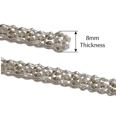 8mm Shiny Silver Plated Beaded Chain Necklace 16 Inch with Extension Chain | Wholesale Jewelry Making Supply