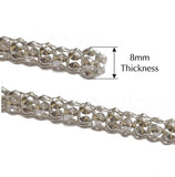 8mm Shiny Silver Plated Beaded Chain Necklace 16 Inch with Extension Chain | Wholesale Jewelry Making Supply