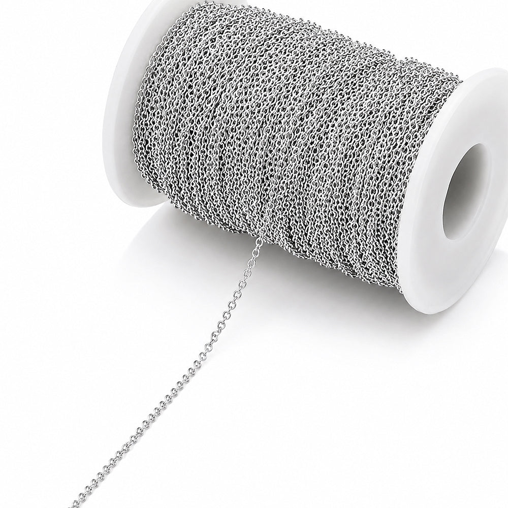 Chain by Meter – 1.6mm Rhodium Plated Sitara Jewelry Chain | Tarnish Resistant | Premium Quality
