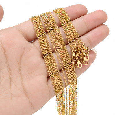 2 Pcs Gold Plated Sitara Chain Necklace 17 Inch | 1.6mm Mirror Finish