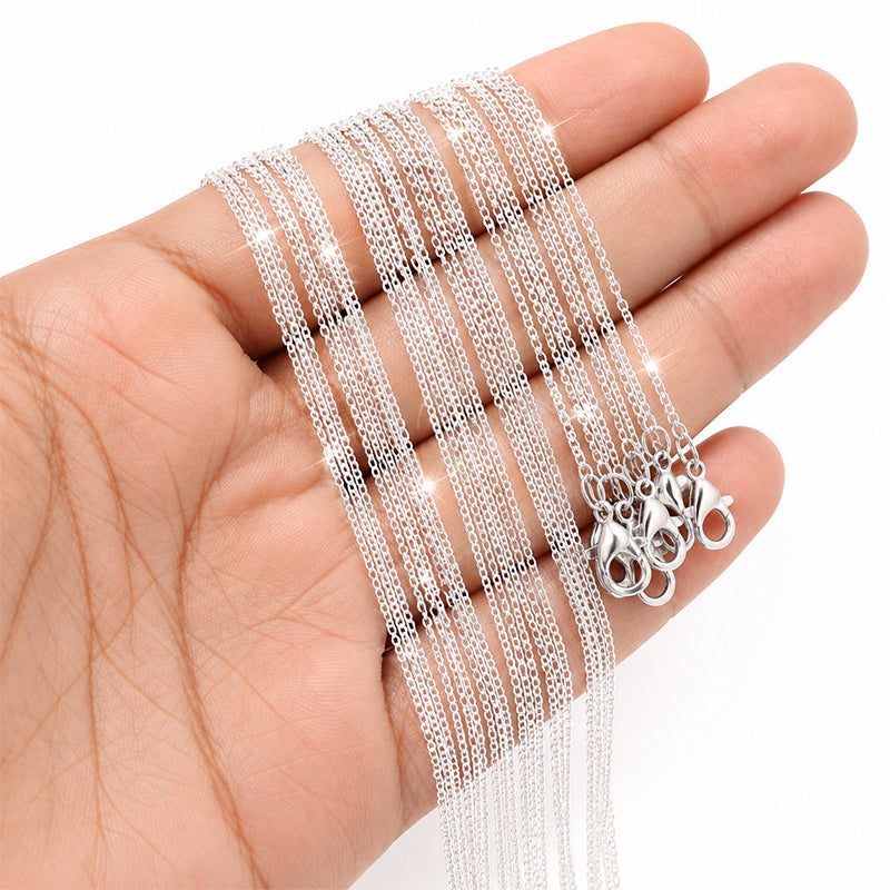 2 Pcs Sitara Chain Necklace – 17 Inch | 1.6mm Rhodium Silver Mirror Finish | Brass | Tarnish Resistant | Ready to Wear