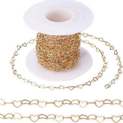 1 PIECE PACK' SIZE APPROX 4-5 MM' 52-55 CM LONG GOLD POLISHED HEART CHAIN