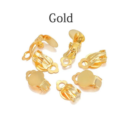 5 Pair Pack Clip-on Earring Findings ,Earring Clips with Loop Earring Setting Components for DIY Non Pierced Earring Making Supplies