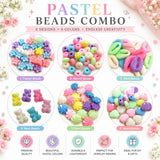 Pastel Color Mix Acrylic Beads Combo Pack – 6 Designs Cute Candy Beads for Jewelry Making, DIY Craft Beads Set, 25 Pieces Each Design, Total 150 Beads