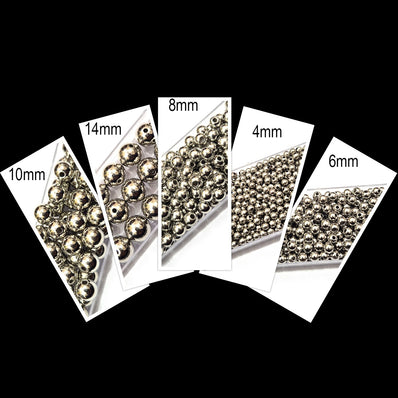 5 size combo, ccb acrylic metallic beads round, each 50 grams pkg. total 250 Grams