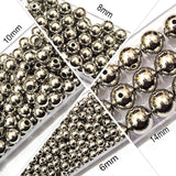 4 size combo, ccb acrylic metallic beads round, each 50 grams pkg.
