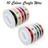 10 Pack Jewelry Copper Craft Wire, 10 Colors Jewelry Beading Wire kit for Necklaces Bracelet Jewelry Making Supplies (Each Roll: 16.4ft Long, 0.4mm Thick)