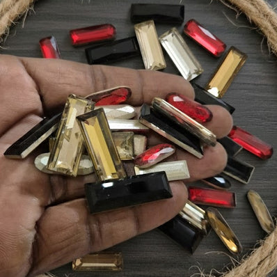 10pcs pkg. random mix crystal stone (without hole) long shape