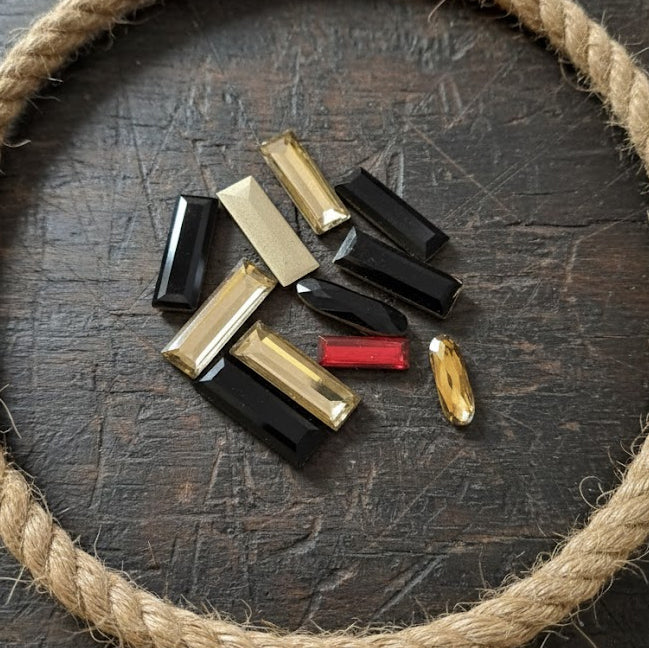 10pcs pkg. random mix crystal stone (without hole) long shape