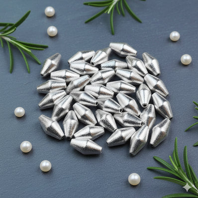 10 PIECES PACK' 20x10 MM APPROX' SILVER BRUSHED DHOLKI BRASS BEADS