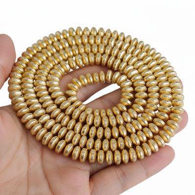 10 PIECES PACK' SIZE APPROX' 8x4 MM' FLAT ROUND BRUSHED BEADS