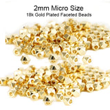 100PCS 18K GOLD FACETED BEAD,18K GOLD GEOMETRIC FIGURE POLYGON BRASS FINDINGS BEADS,2 MM SPACER BEADS,MINI BEADS,REAL GOLD PLATED