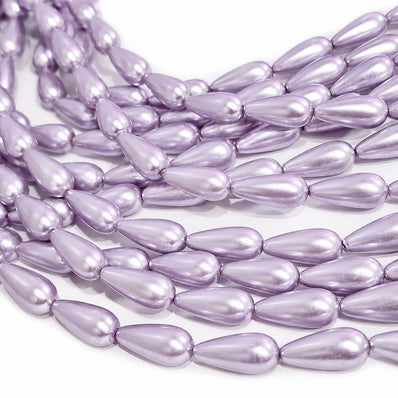 8X18mm Loose Glass Pearl Beads long teardrop Shape, Sold Per 23 Beads, it will come about 16 inches while stringing