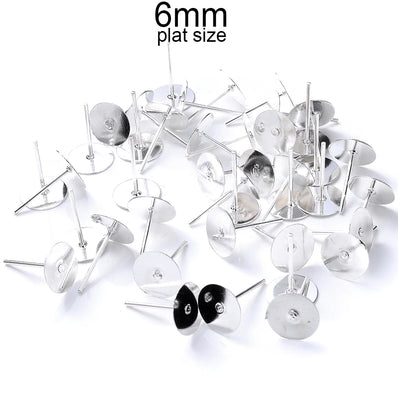 100 Pcs Earring Base Cabochon Cameo Settings Ear Post Earring tops coponents