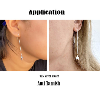 2 pairs pack (4pcs) Anti tarnish thin earring threader 925 real Silver plated
