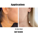 2 pairs pack (4pcs) Anti tarnish thin earring threader 925 real Silver plated