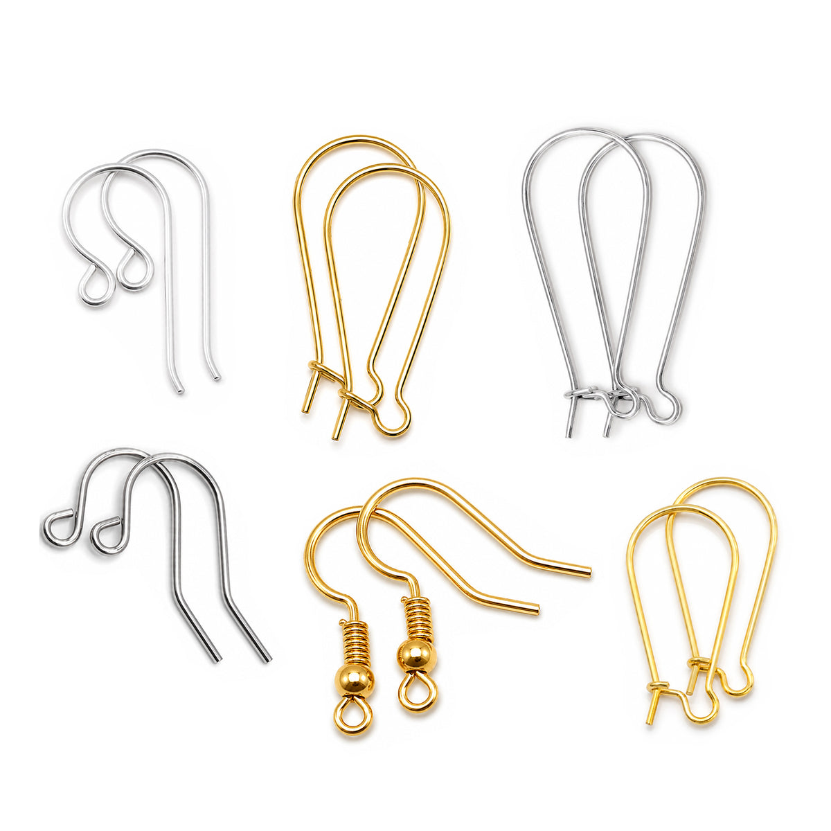 Earring Making Ear Wire Combo Pack – 6 Styles, 25 Pairs Each | Jewelry Making Findings