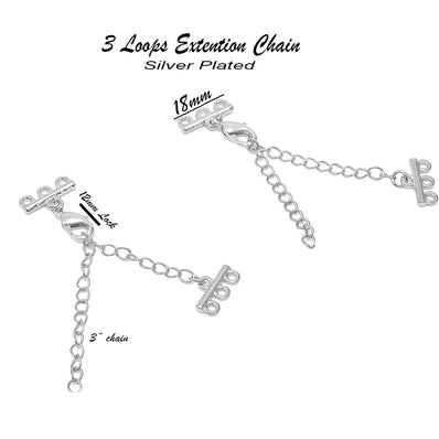 10 pcs Pkg. Silver plated extension chain for necklace and bracelets making