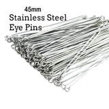 50 Grams Pack, Approx 000~000 Pcs in a Pack 45mm Size Stainless steel eye pin (Loop pin) in 23 Gauge wire for