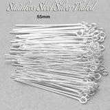 50 Grams Pack, Approx 000~000 Pcs in a Pack 55mm Size Stainless steel eye pin (Loop pin) in 23 Gauge wire for
