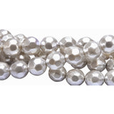 8mm Loose Glass Pearl Beads Round Faceted Shape, Sold Per 50 Beads, it will come about 16 inches while stringing
