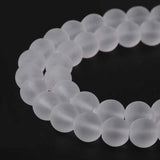 8mm smooth round White Ice Frosted Matty Sold Per Line, Glass beads for jewelry making