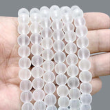 8mm smooth round White Ice Frosted Matty Sold Per Line, Glass beads for jewelry making