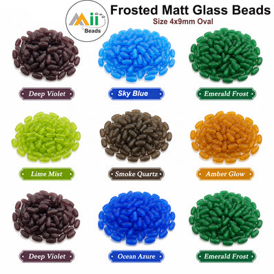 1400PCS Mix Pack (200PCS Each Color)-7 Colors Frosted Matt Oval Glass Beads 4x9mm – for Jewelry Making, Earrings, Bracelets & DIY Crafts