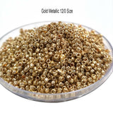 50 Grams Pkg. Gold Metallic small glass seed beads in size about 12/0 size