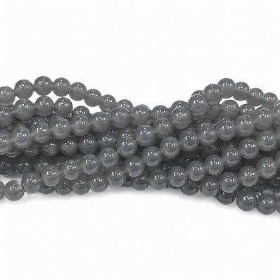2 Strands 4MM Gray Round Imitation Jade Glass Beads Strands | Jelly Style Glass Spacer Beads for Jewelry Making | 31.4 Inches | Approx. 400+ Beads