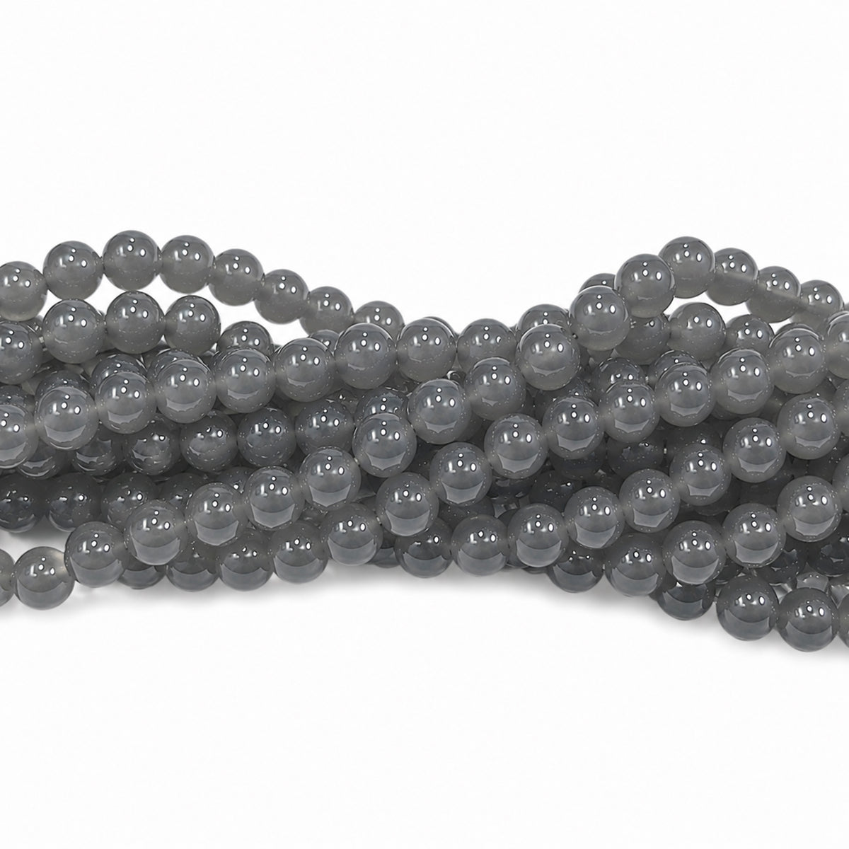 2 Strands 4MM Gray Round Imitation Jade Glass Beads Strands | Jelly Style Glass Spacer Beads for Jewelry Making | 31.4 Inches | Approx. 400+ Beads