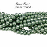 6MM ROUND, LONG STRAND/LINE 6MM COLOR GLASS PEARL BEADS FOR JEWELRY MAKING (LONG STRING APPROX 32 INCHES LONG) APPROX 144 BEADS