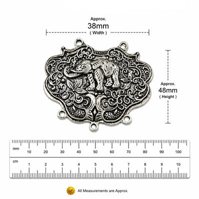 Silver Oxidized Elephant Connector Pendant | 38x48mm | Tribal Ethnic Jewelry Making Finding | Necklace Centerpiece