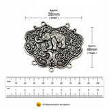 Silver Oxidized Elephant Connector Pendant | 38x48mm | Tribal Ethnic Jewelry Making Finding | Necklace Centerpiece