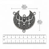Silver Oxidized Tribal Connector Pendant | 33x39mm Crescent Moon Design | Ethnic Jewelry Making Finding