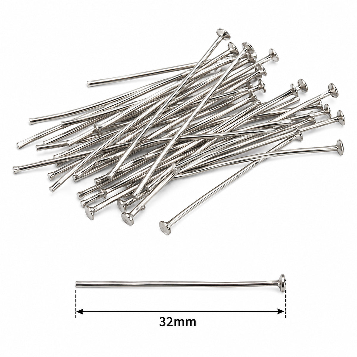 32mm Stainless Steel Eye Pins for Jewelry Making – 50 Grams Pack