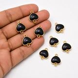 10 Pcs Black Heart Connector Charms, Gold Plated Double Loop Heart Charms for DIY Jewelry Making, Bracelet & Necklace Connectors